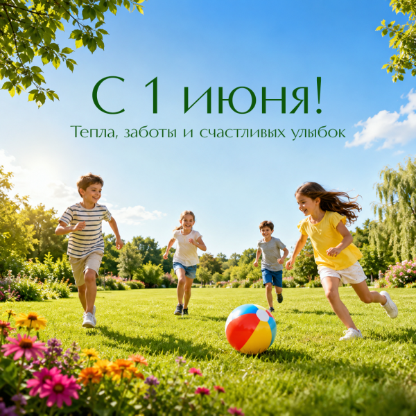 Открытка с Днем защиты детей с забавными сценами