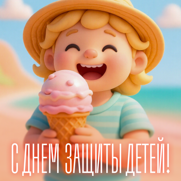 Картинка с Днем защиты детей с теплыми пожеланиями: Детство пахнет летними цветами, свежей травой и маминым пирогом. Сохрани эти ощущения счастливых и беззаботных дней