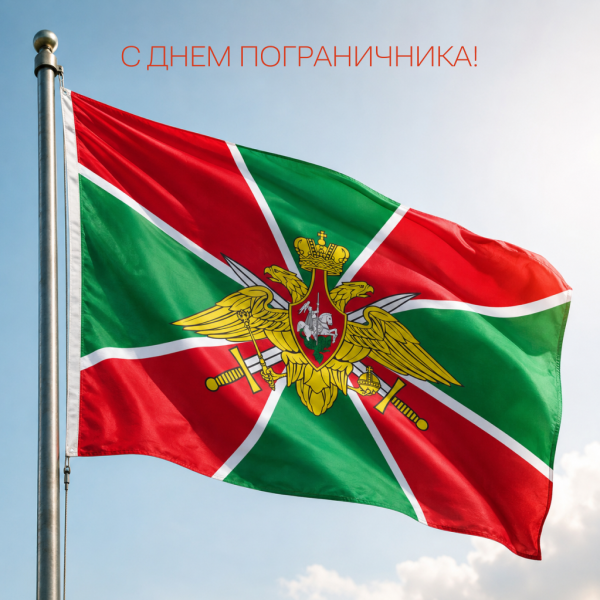 Красивая открытка с Днем пограничника с флагом 