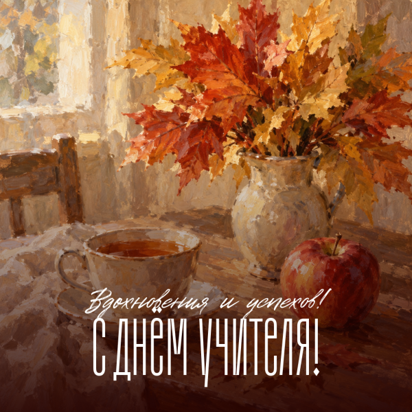 Эстетичная картинка с Днем учителя: счастья, тепла и ярких успехов в работе!