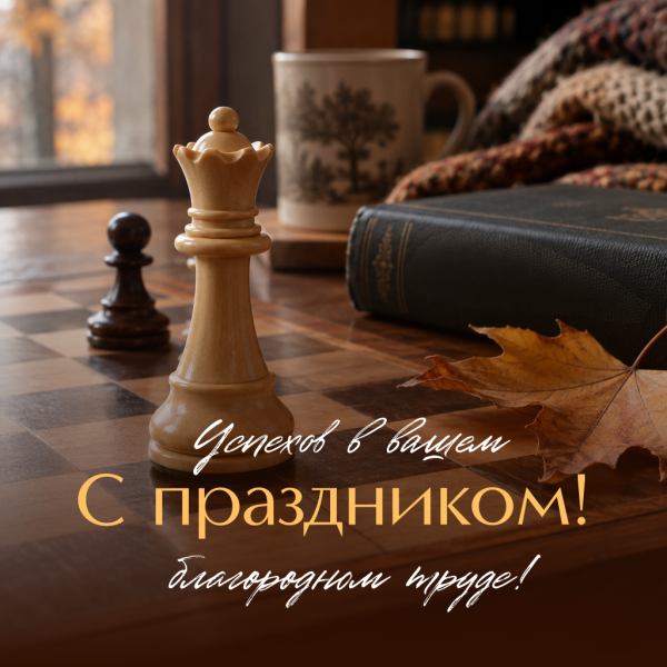 Стильная открытка с поздравлением преподавателю-мужчине: удачи в проектах и гордости за учеников!