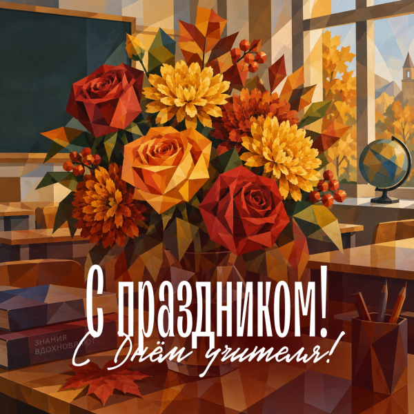 Открытка с душевным пожеланием на День учителя: легких будень и радостных праздников!