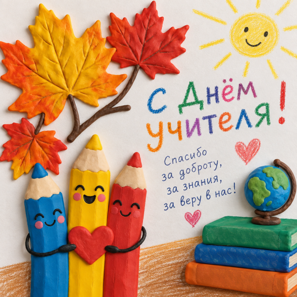 Трогательная открытка с Днем учителя: пусть сбываются мечты и каждый день дарит улыбки!