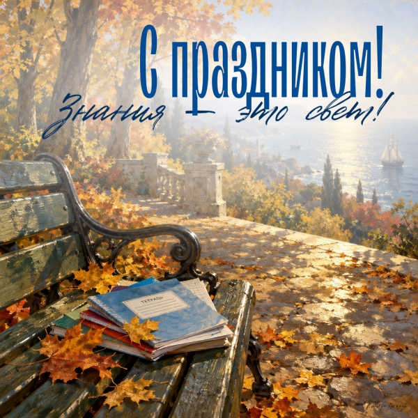 Осенняя открытка с Днем учителя: пусть учение всегда будет в радость!