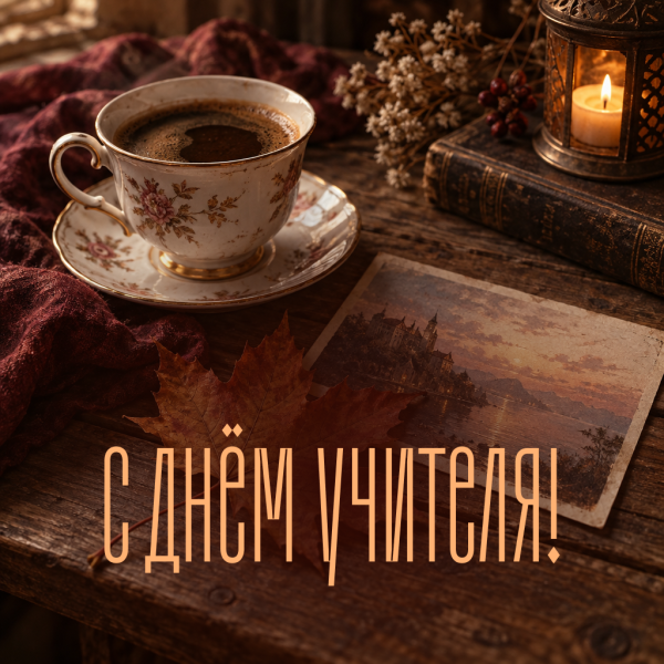 Поздравительная картинка с Днем учителя: благополучия, согласия и семейного тепла!