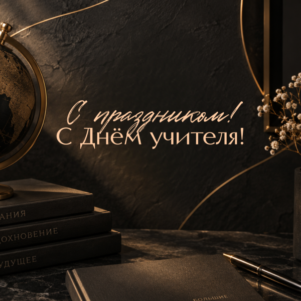 Строгая поздравительная картинка учителю-мужчине: незыблемого авторитета и радости от работы!
