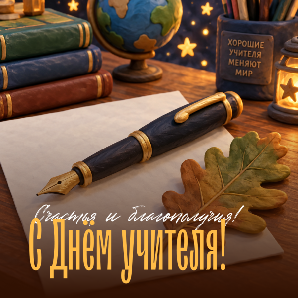 Лаконичная картинка на День учителя мужчине: здоровья, семейного лада и отличного праздника!