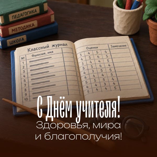 Строгая и эстетичная картинка учителю-мужчине: долгих лет успешной работы и крепких сил!