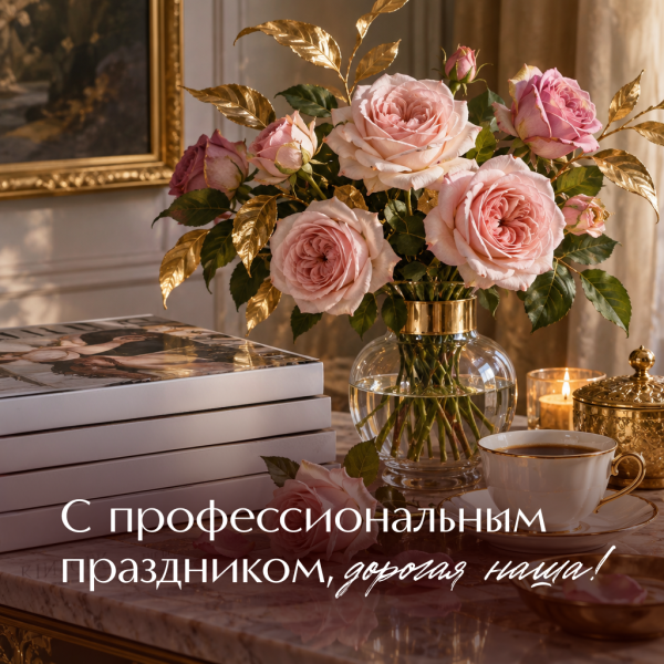 Прекрасная открытка с Днем учителя учительнице: неиссякаемого шарма, энергии и счастья!